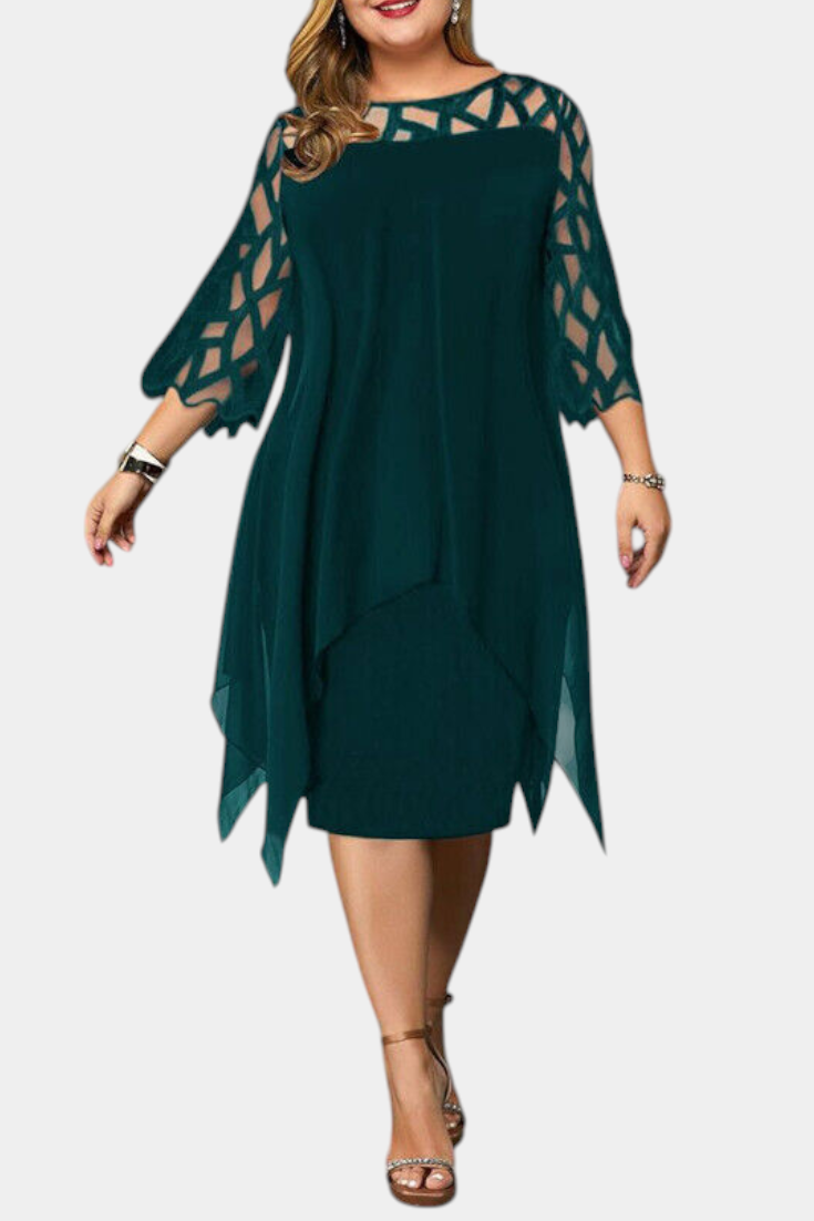 Vestido Midi Yana Exclusivo Talla Grande Con Encaje Chic