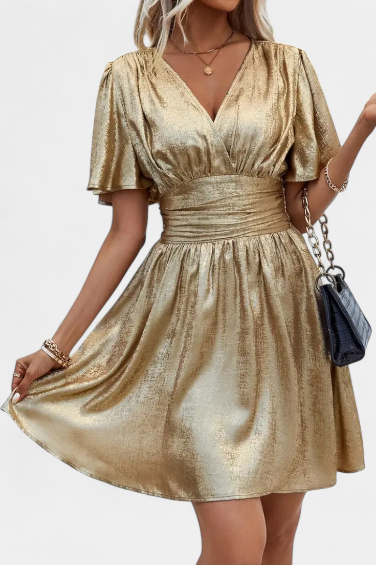 Vestido Seda Adalee Con Escote V Y Cintura Cruzada Muy Chic