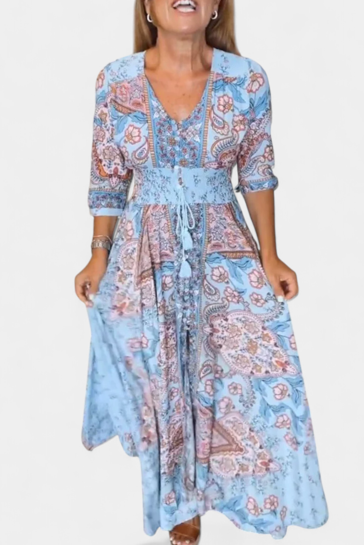 Vestido Verano Dunya Con Escote En V Y Cordón Con Encanto