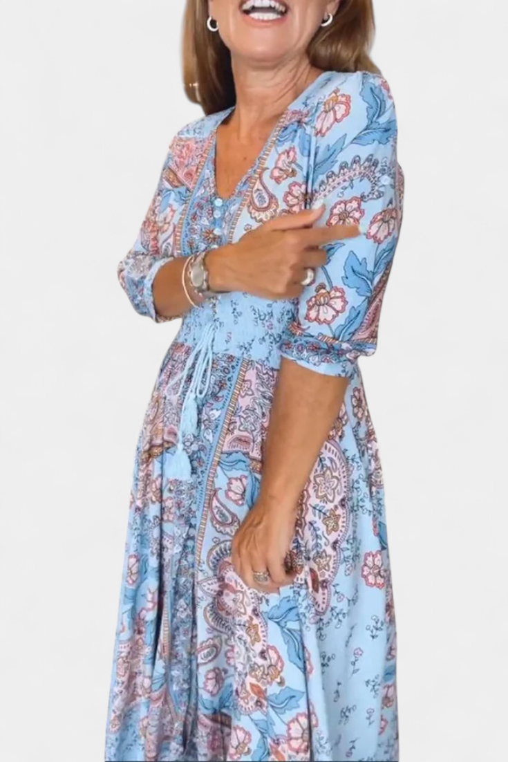 Vestido Verano Dunya Con Escote En V Y Cordón Con Encanto