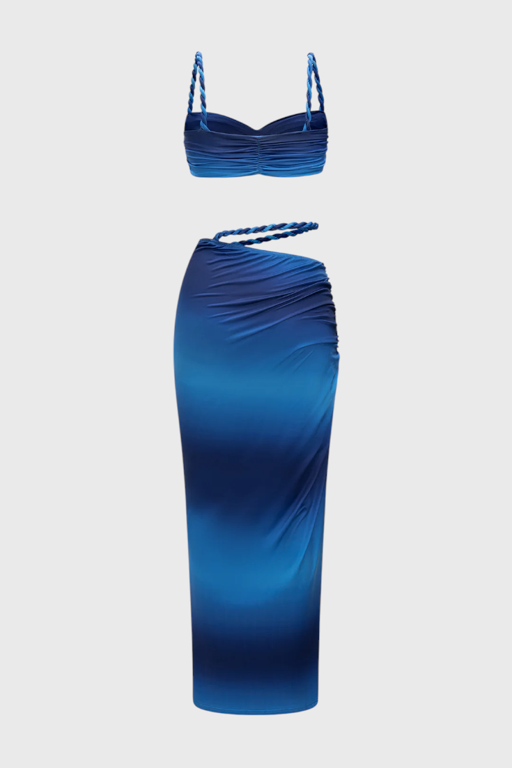 Estela Conjunto Falda Chiffon Plisado Degradado Exclusivo