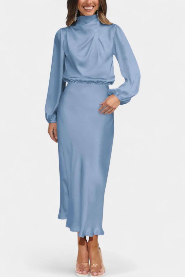 Vestido Maxi Cecila Cuello Alto Estructurado Para Eventos