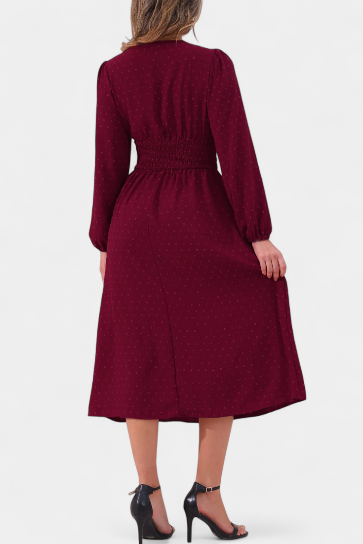 Faela Vestido Midi Oficina Lunares Suizos Exclusiva