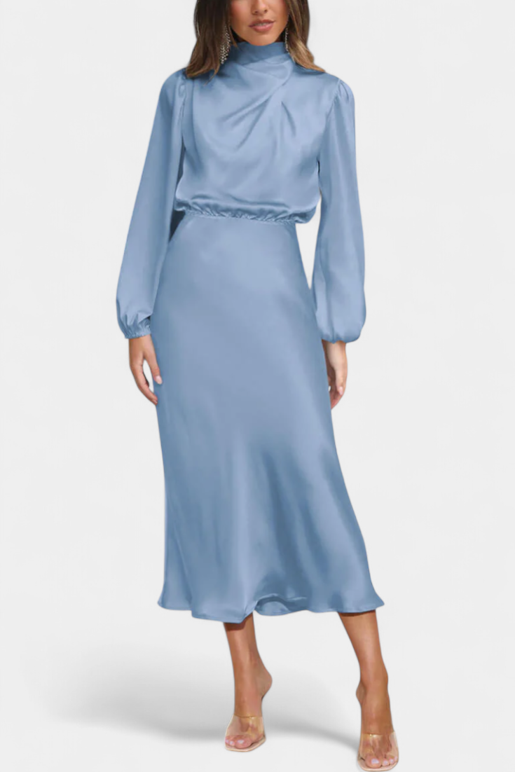 Vestido Maxi Cecila Cuello Alto Estructurado Para Eventos