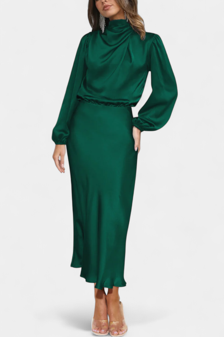 Vestido Maxi Cecila Cuello Alto Estructurado Para Eventos