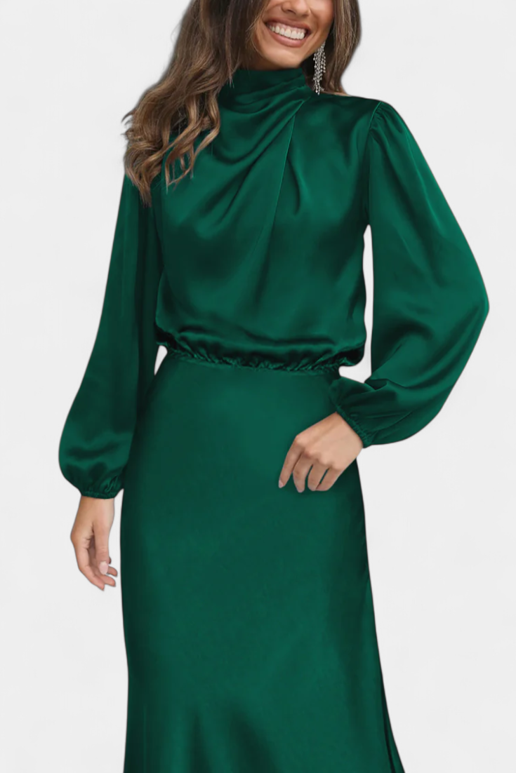 Vestido Maxi Cecila Cuello Alto Estructurado Para Eventos