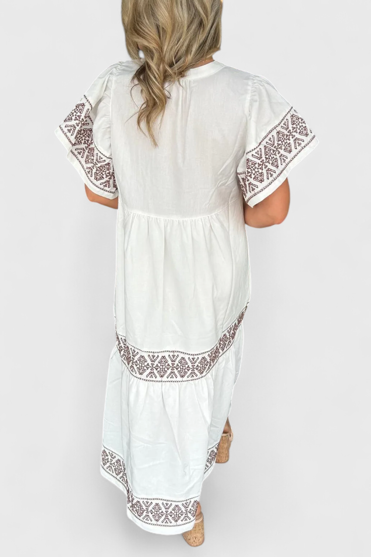Vestido Maxi Boho Allona Con Escote En V Encanto Natural