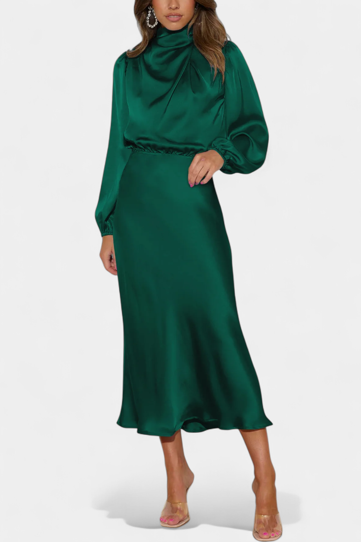 Vestido Maxi Cecila Cuello Alto Estructurado Para Eventos