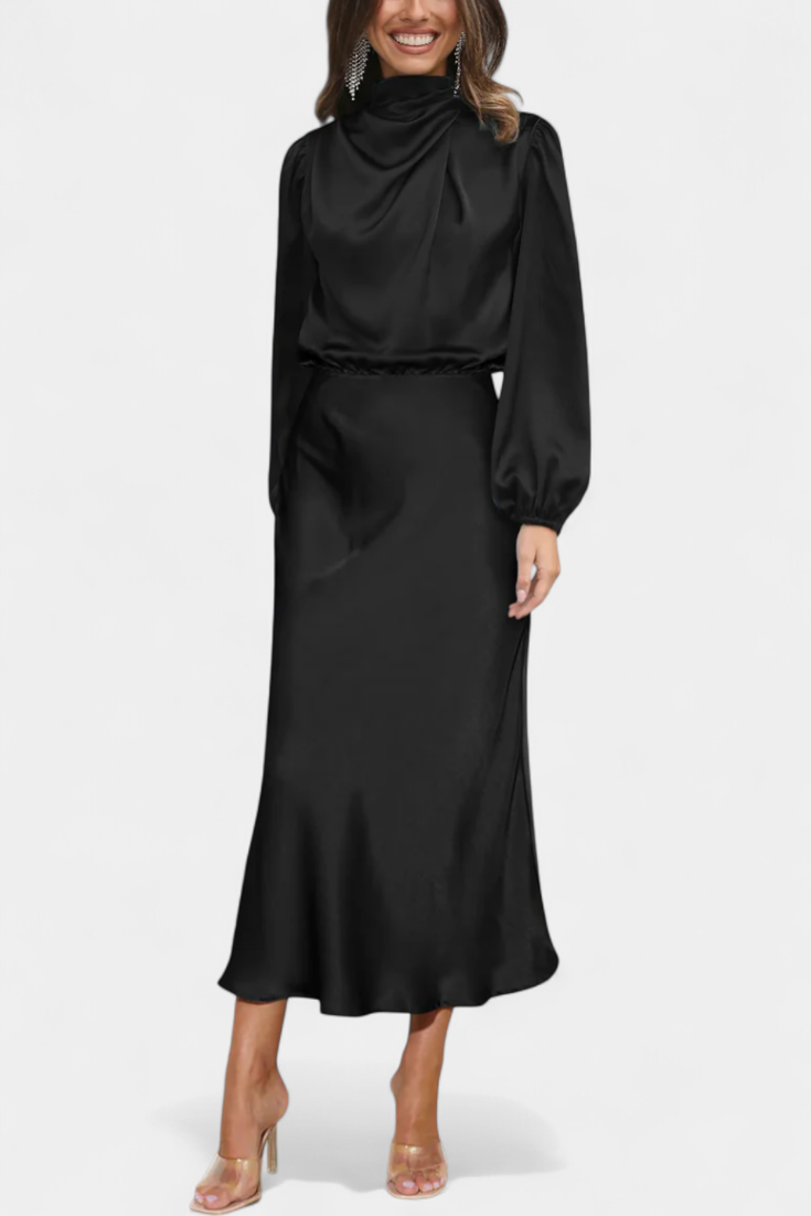 Vestido Maxi Cecila Cuello Alto Estructurado Para Eventos