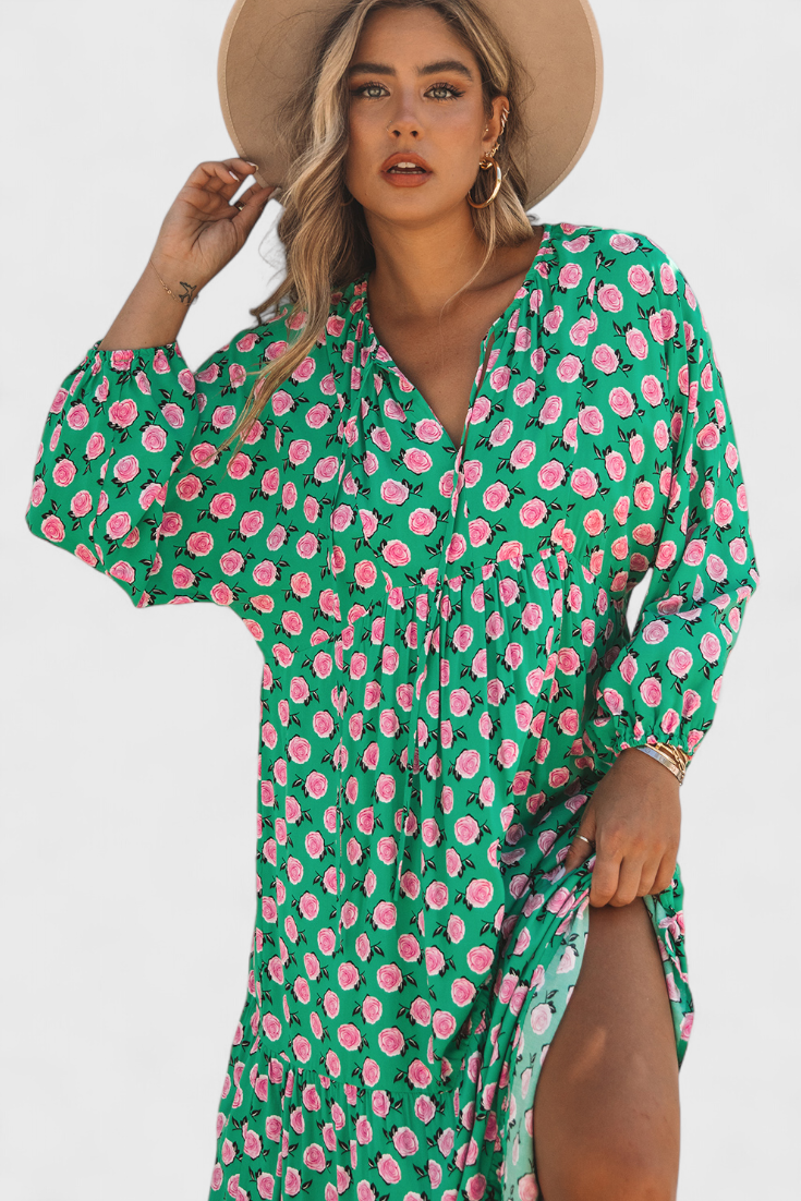 Vestido Boho Aroa Estampado Artístico Para Verano Chic
