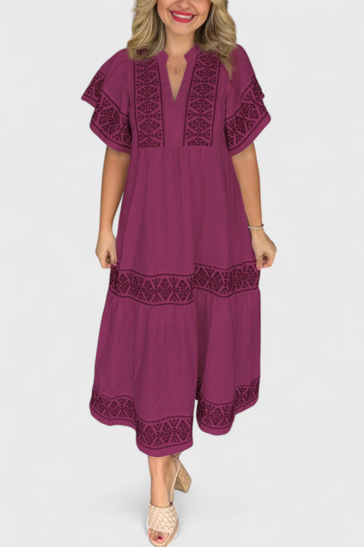Vestido Maxi Boho Allona Con Escote En V Encanto Natural