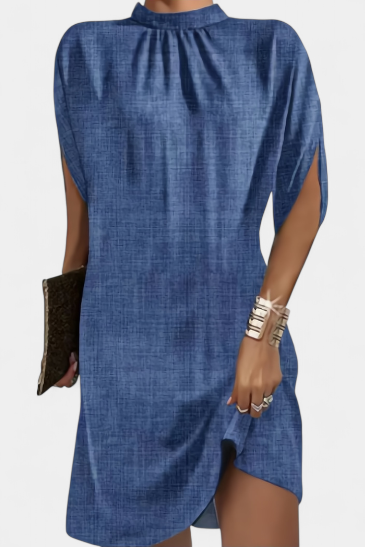 Haruna Vestido Midi Monocromo Escote Redondo Risueño