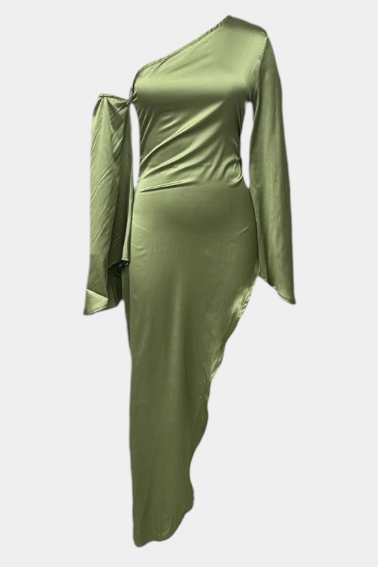 Vestido Maxi Un Hombro Con Cintura Esculpida Juguetón