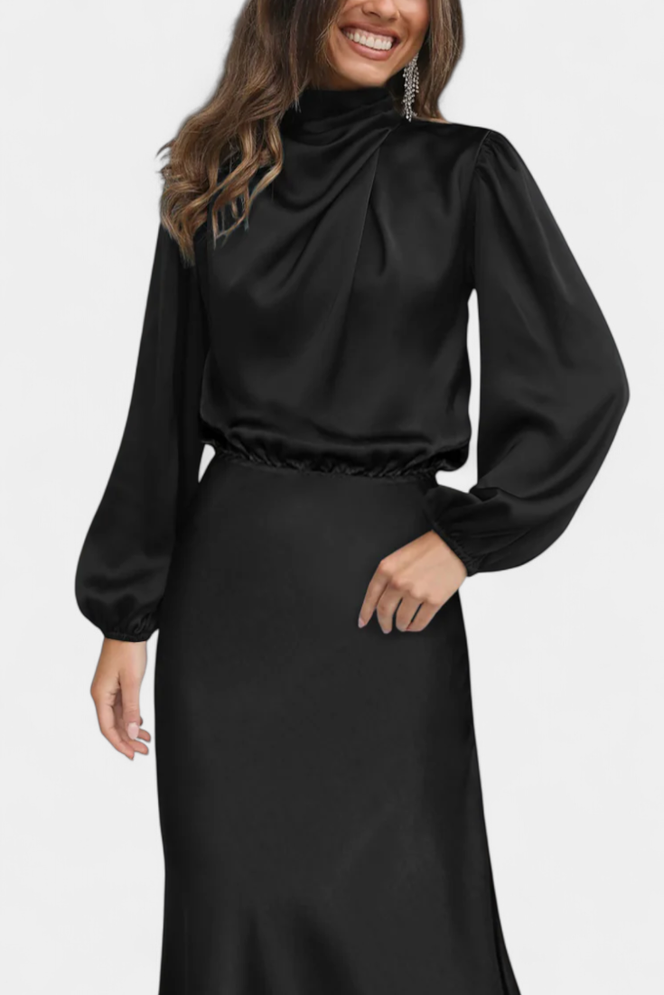 Vestido Maxi Cecila Cuello Alto Estructurado Para Eventos
