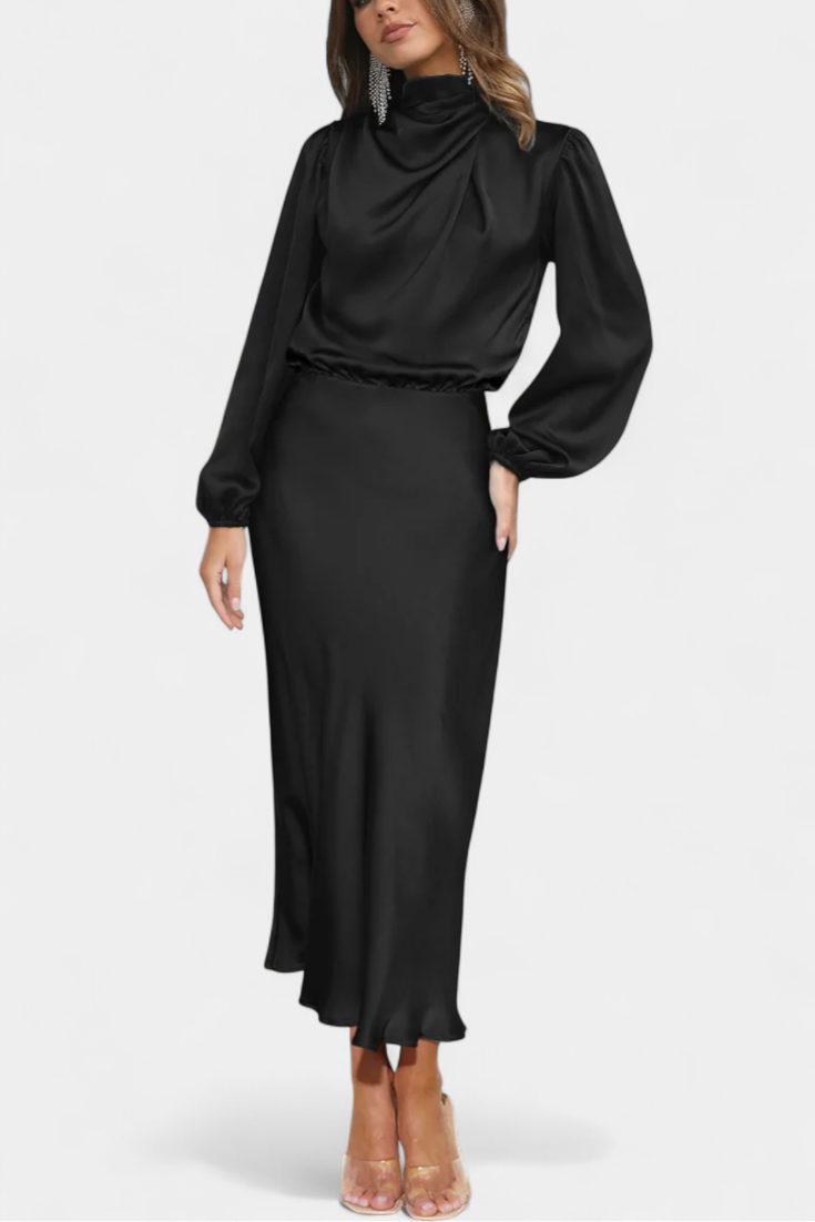 Vestido Maxi Cecila Cuello Alto Estructurado Para Eventos