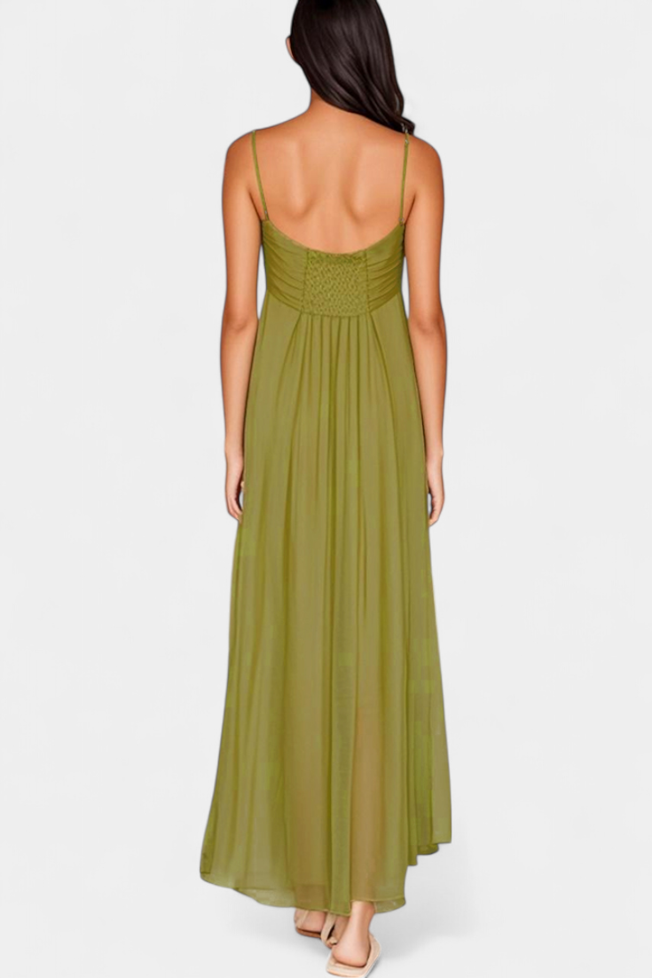 Vestido Maxi Elettra Tirantes Finos Drapeado Coqueto