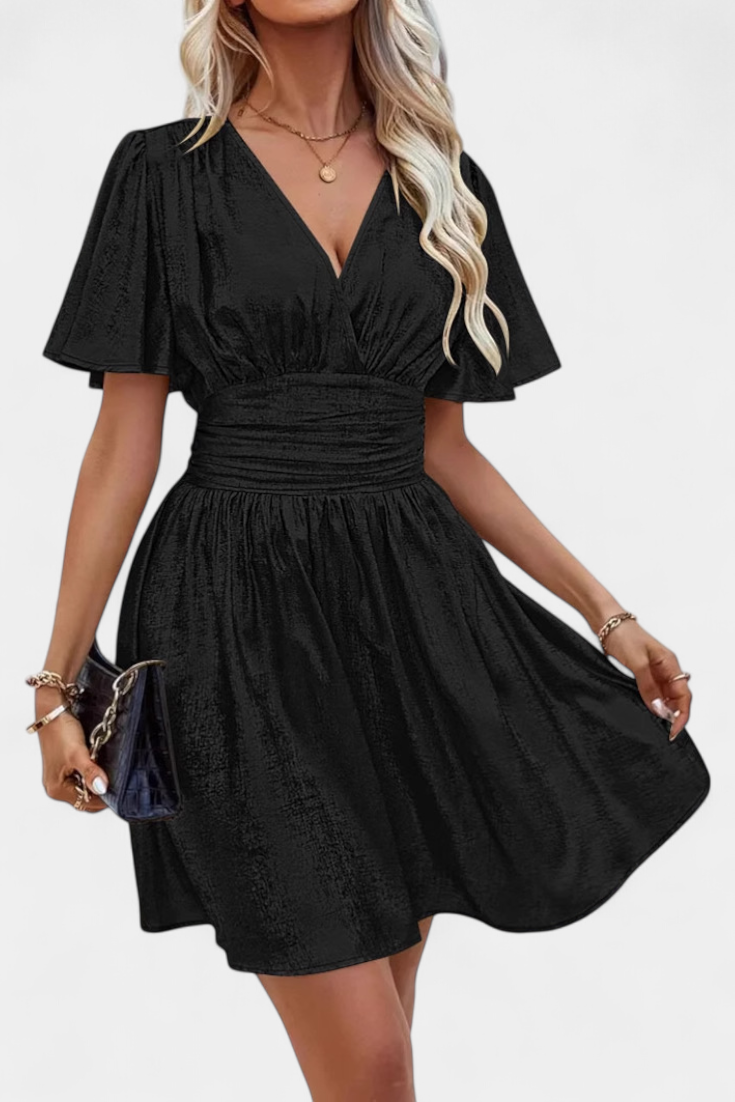 Vestido Seda Adalee Con Escote V Y Cintura Cruzada Muy Chic