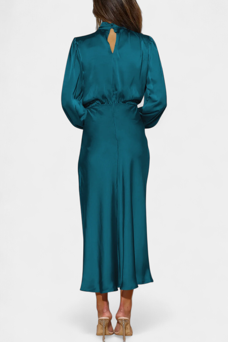 Vestido Maxi Cecila Cuello Alto Estructurado Para Eventos