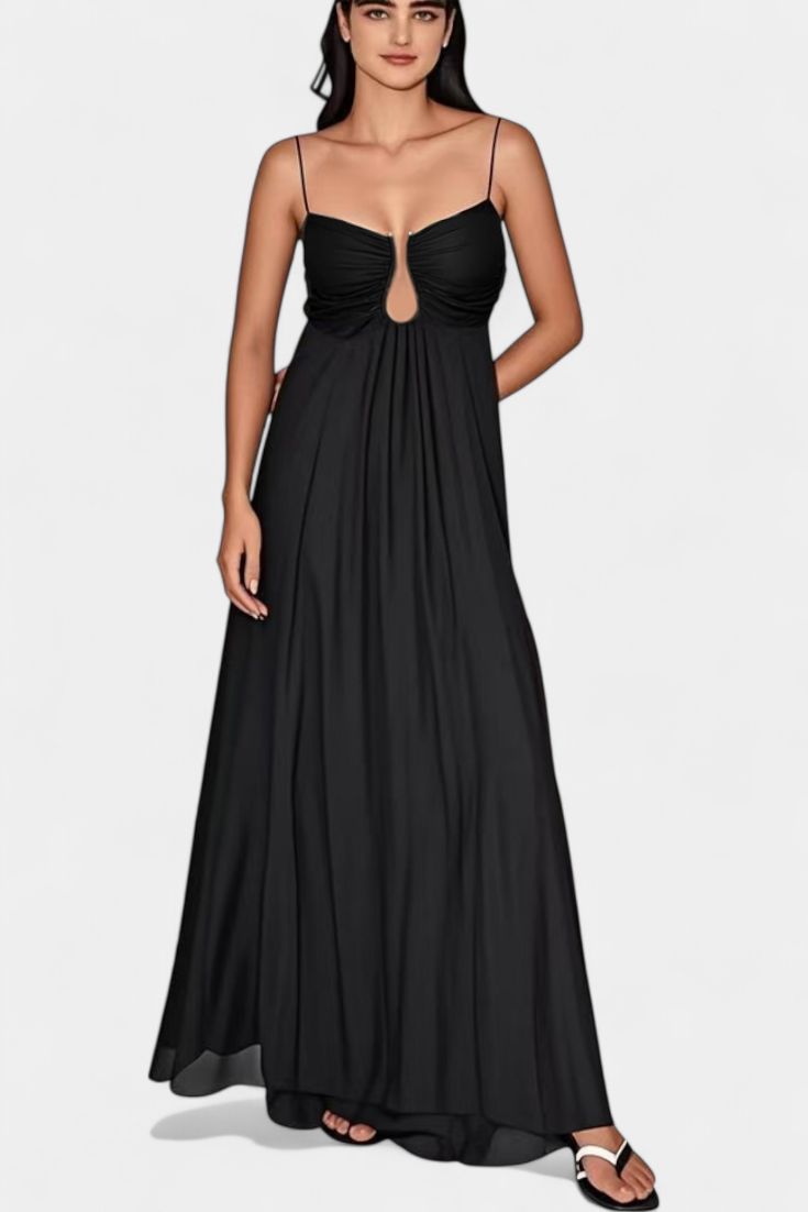Vestido Maxi Elettra Tirantes Finos Drapeado Coqueto