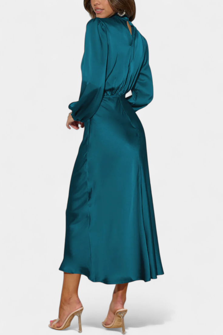 Vestido Maxi Cecila Cuello Alto Estructurado Para Eventos