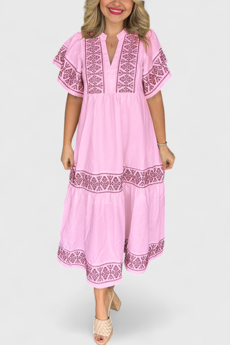 Vestido Maxi Boho Allona Con Escote En V Encanto Natural