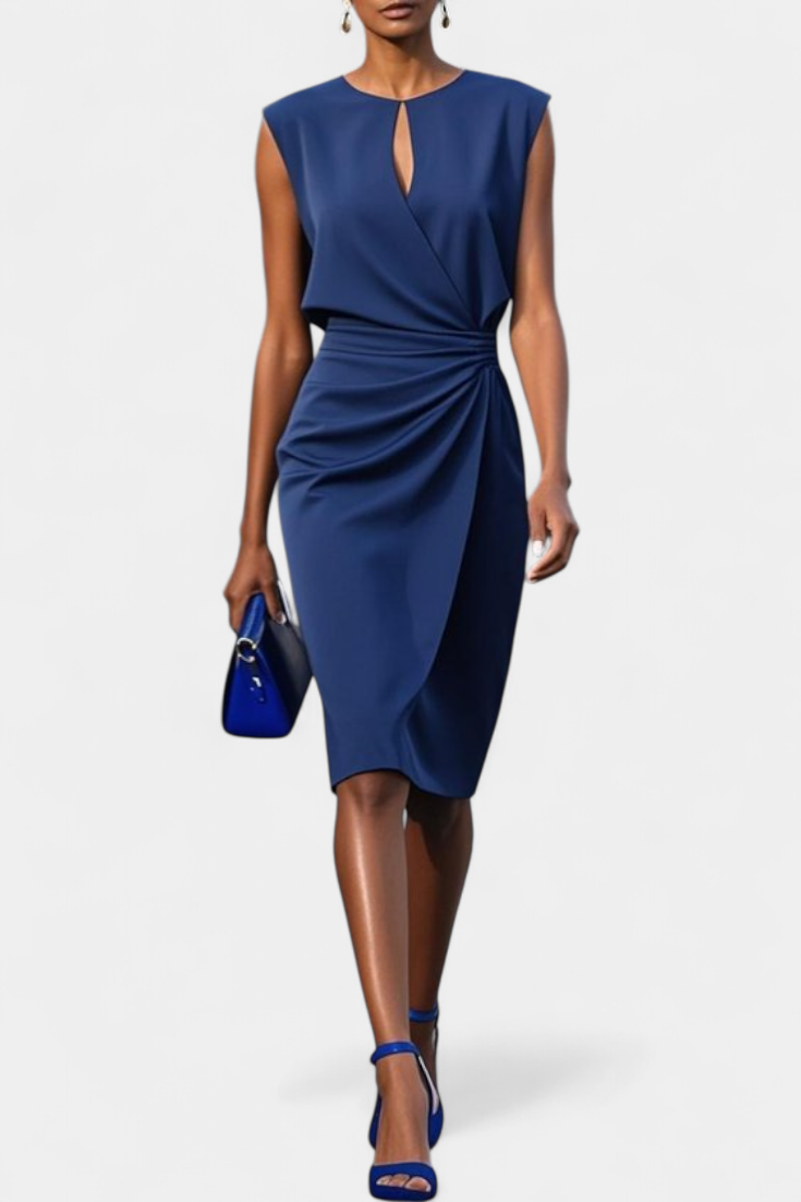 Vestido Midi Manga Larga Con Cuello Redondo Exclusiva