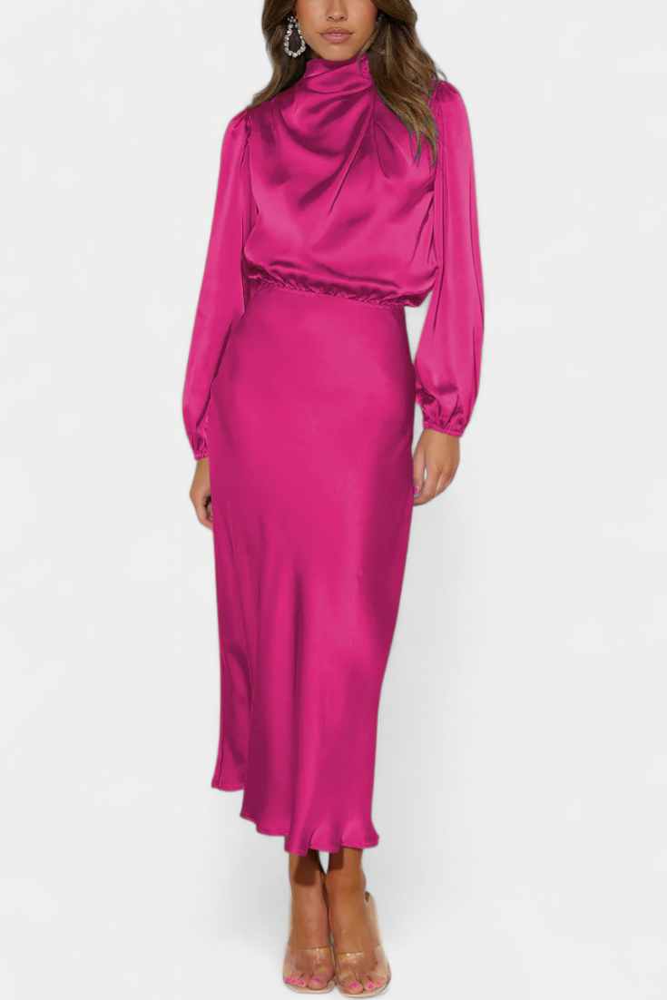 Vestido Maxi Cecila Cuello Alto Estructurado Para Eventos