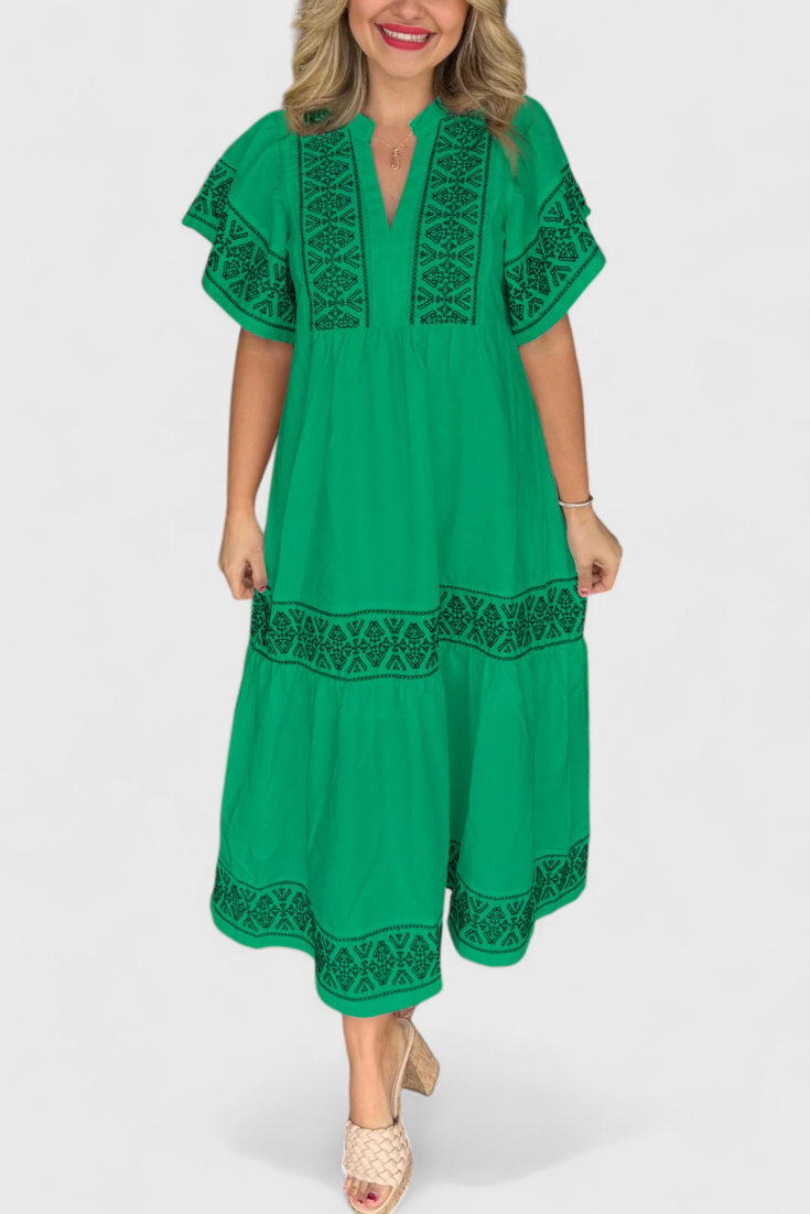 Vestido Maxi Boho Allona Con Escote En V Encanto Natural