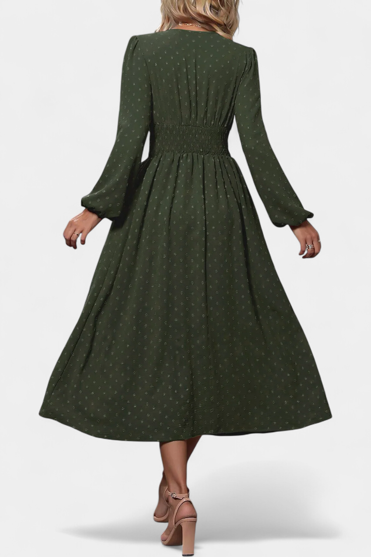Faela Vestido Midi Oficina Lunares Suizos Exclusiva