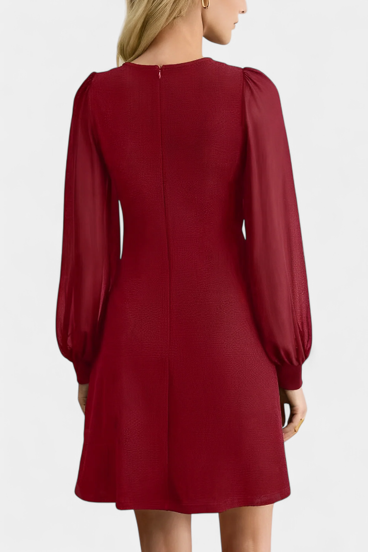 Vestido Cuello Redondo Con Corte A Line Botones Frontales