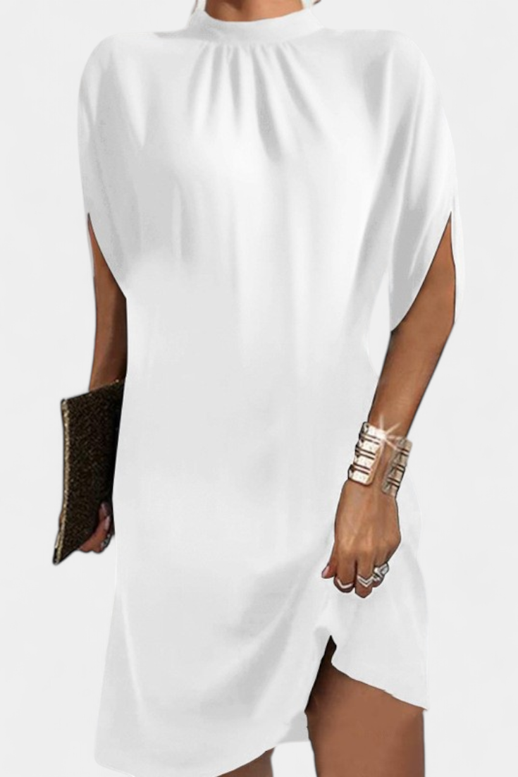 Haruna Vestido Midi Monocromo Escote Redondo Risueño