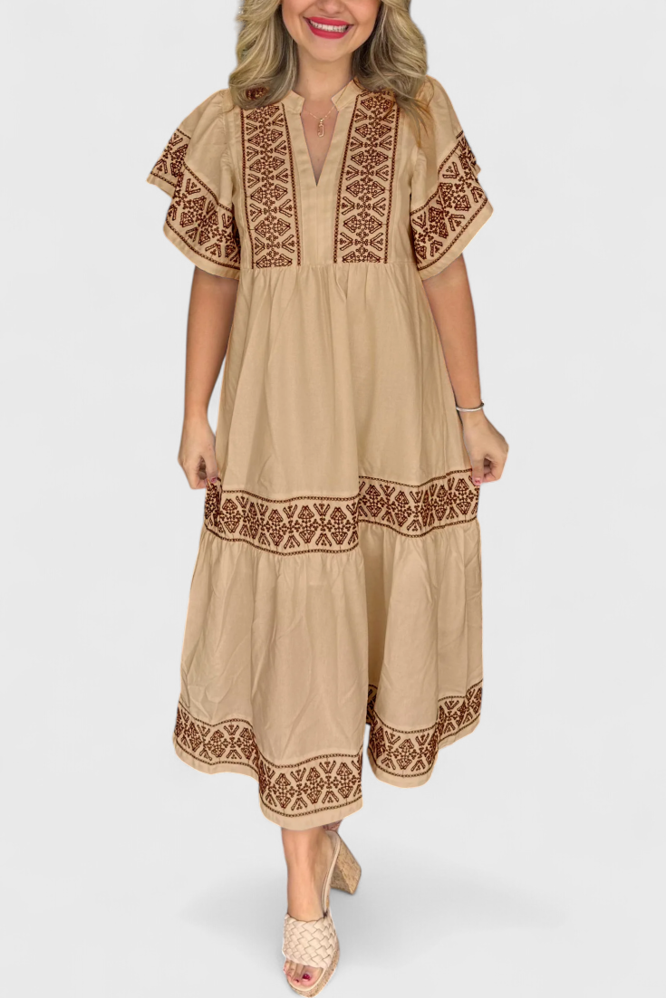 Vestido Maxi Boho Allona Con Escote En V Encanto Natural
