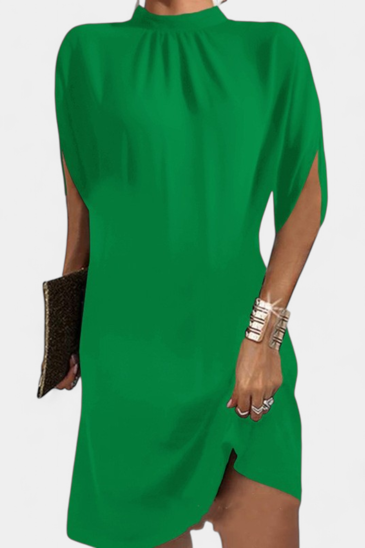 Haruna Vestido Midi Monocromo Escote Redondo Risueño