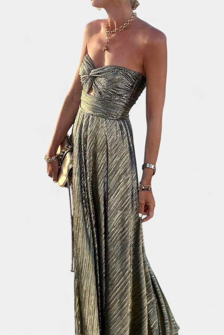 Vestido Sin Tirantes Metalizado Iridiscente Onelia Deslumbra