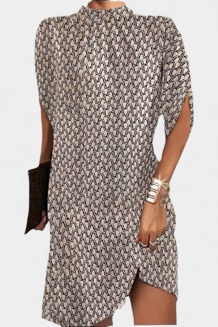 Haruna Vestido Midi Monocromo Escote Redondo Risueño