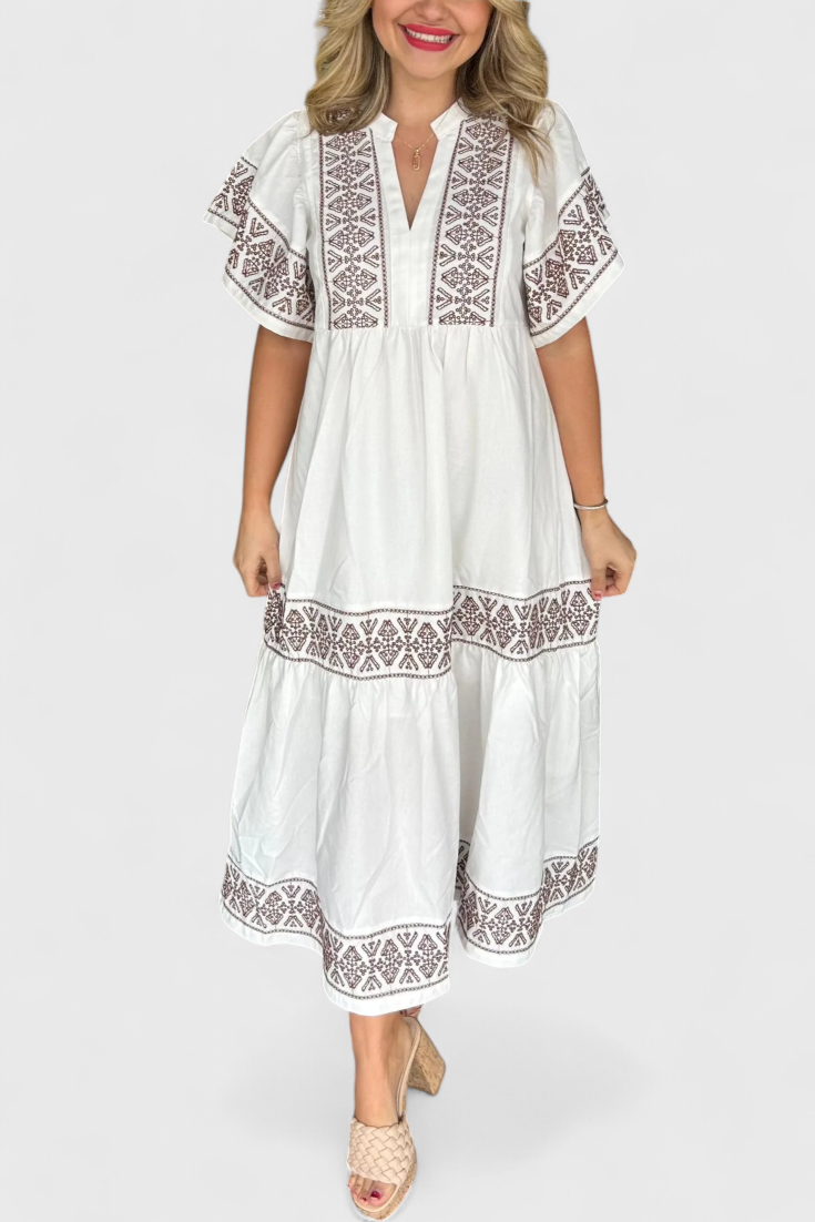 Vestido Maxi Boho Allona Con Escote En V Encanto Natural