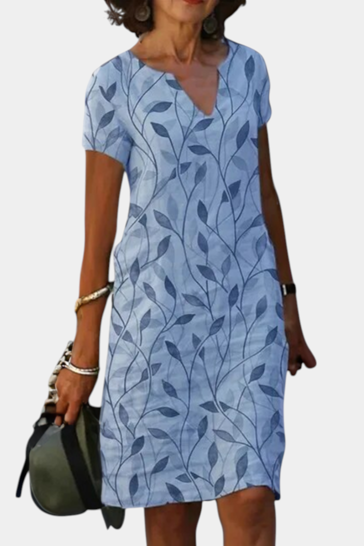 Vestido Ligero Con Estampado Botánico Y Escote En V Chic