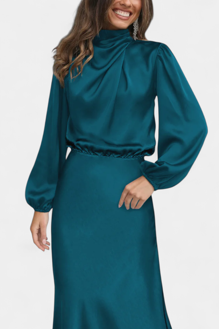 Vestido Maxi Cecila Cuello Alto Estructurado Para Eventos