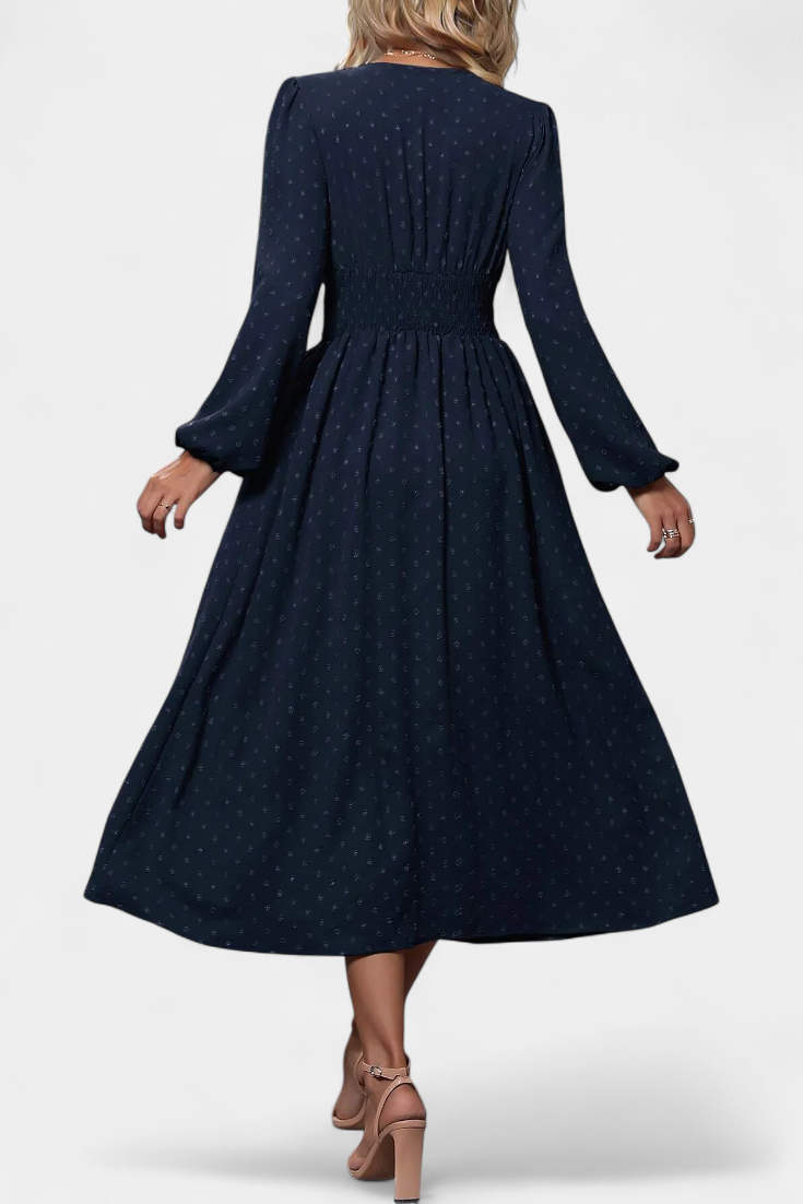 Faela Vestido Midi Oficina Lunares Suizos Exclusiva