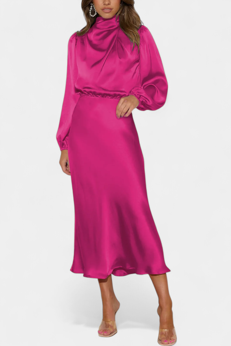 Vestido Maxi Cecila Cuello Alto Estructurado Para Eventos