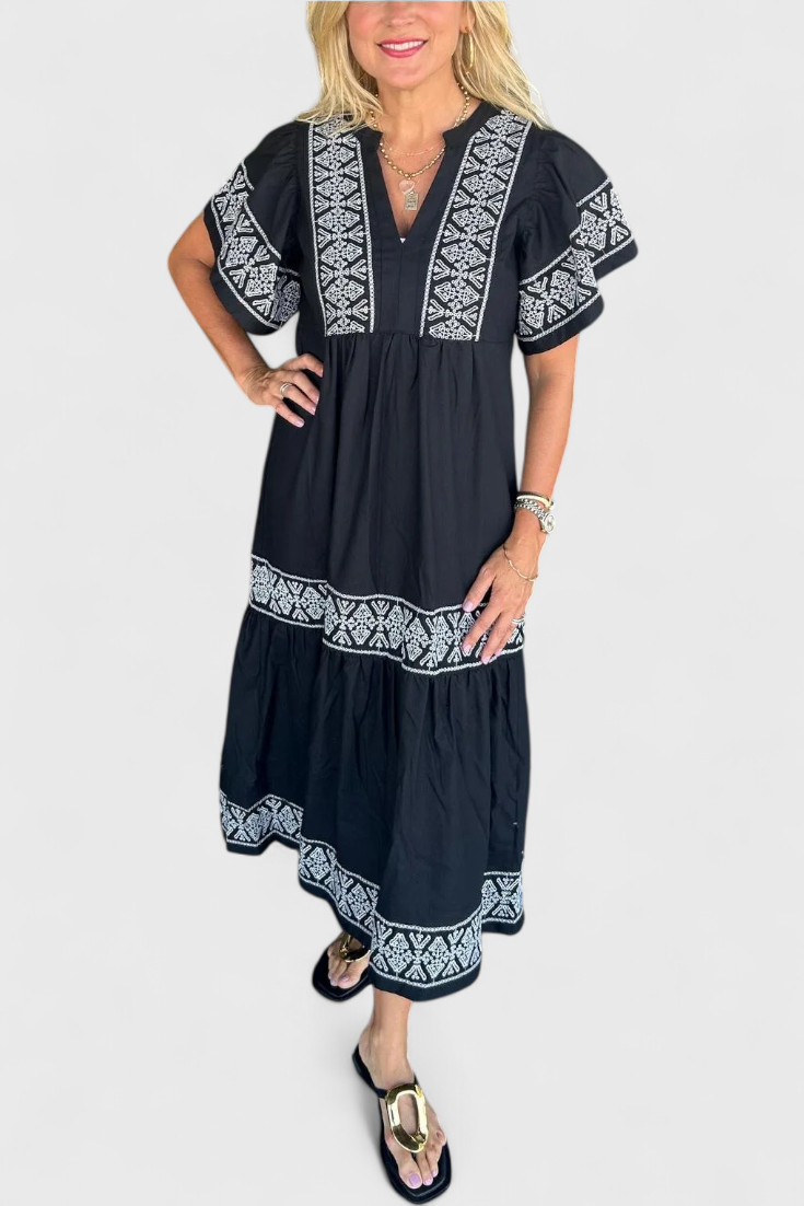 Vestido Maxi Boho Allona Con Escote En V Encanto Natural