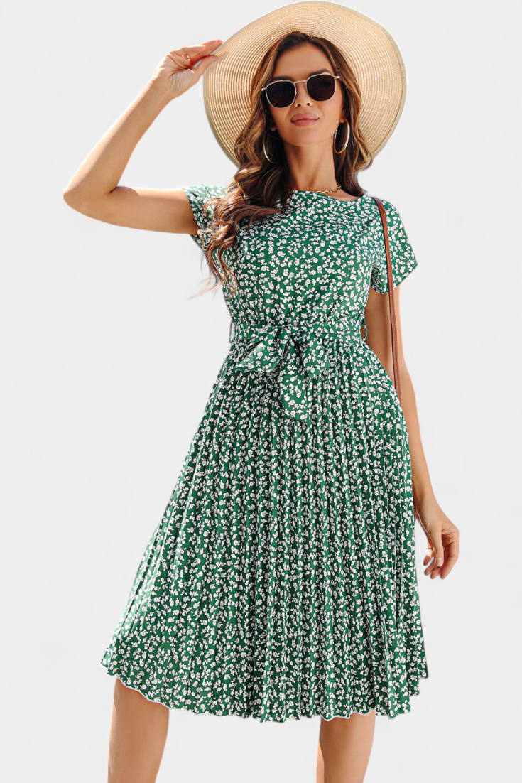 Vestido Midi Galilea Cintura Entallada Encanto Floral
