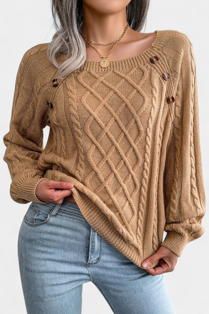 Suéter Punto Cuello Cuadrado Con Botones Chic Y Distinción