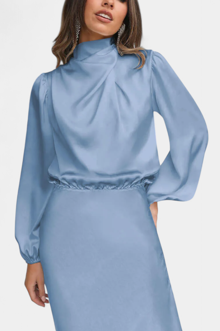 Vestido Maxi Cecila Cuello Alto Estructurado Para Eventos