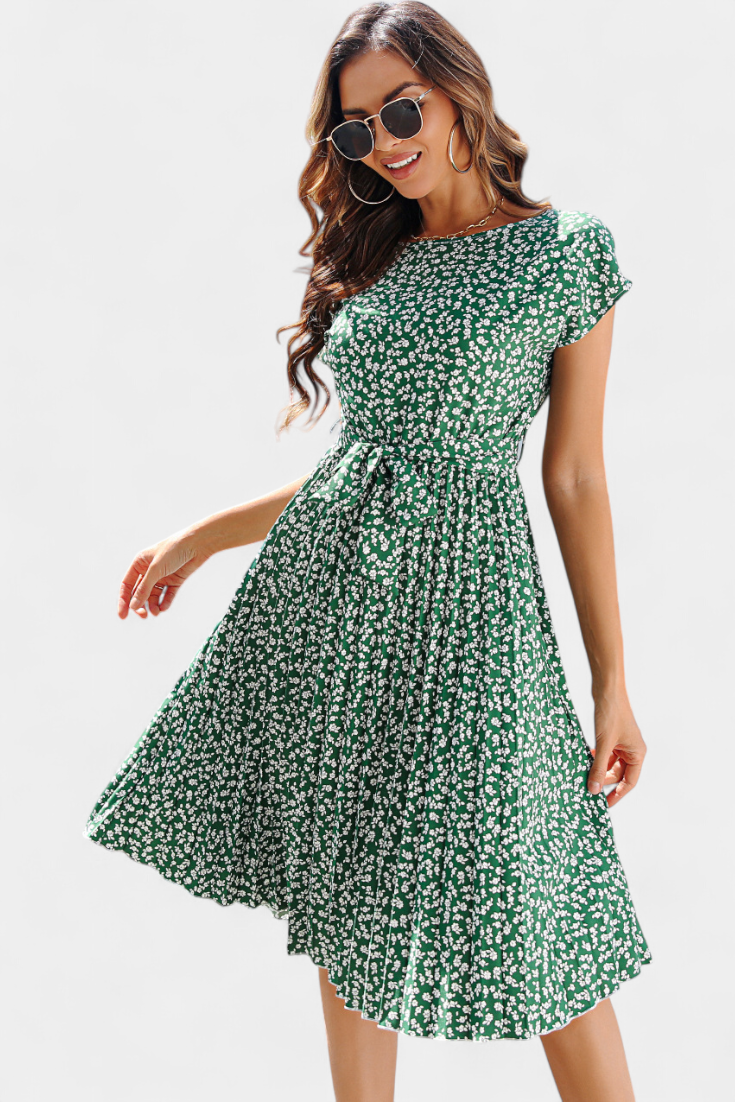 Vestido Midi Galilea Cintura Entallada Encanto Floral