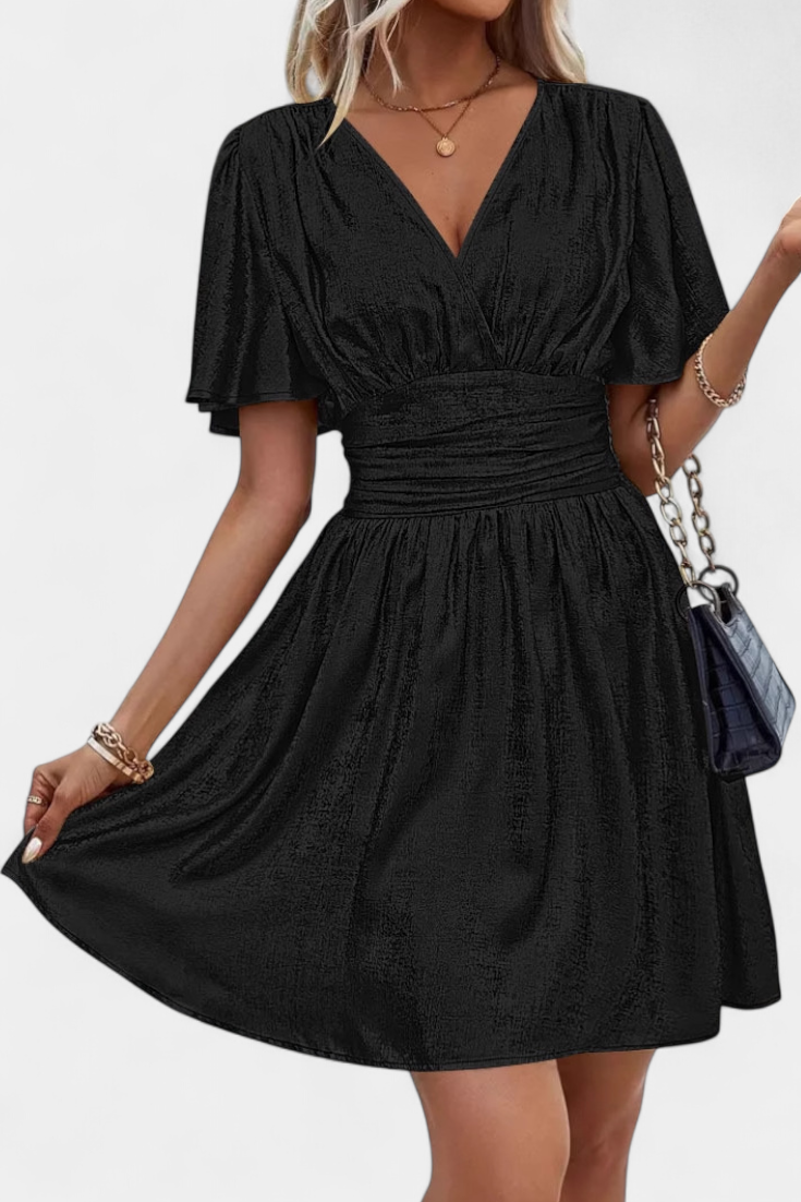 Vestido Seda Adalee Con Escote V Y Cintura Cruzada Muy Chic