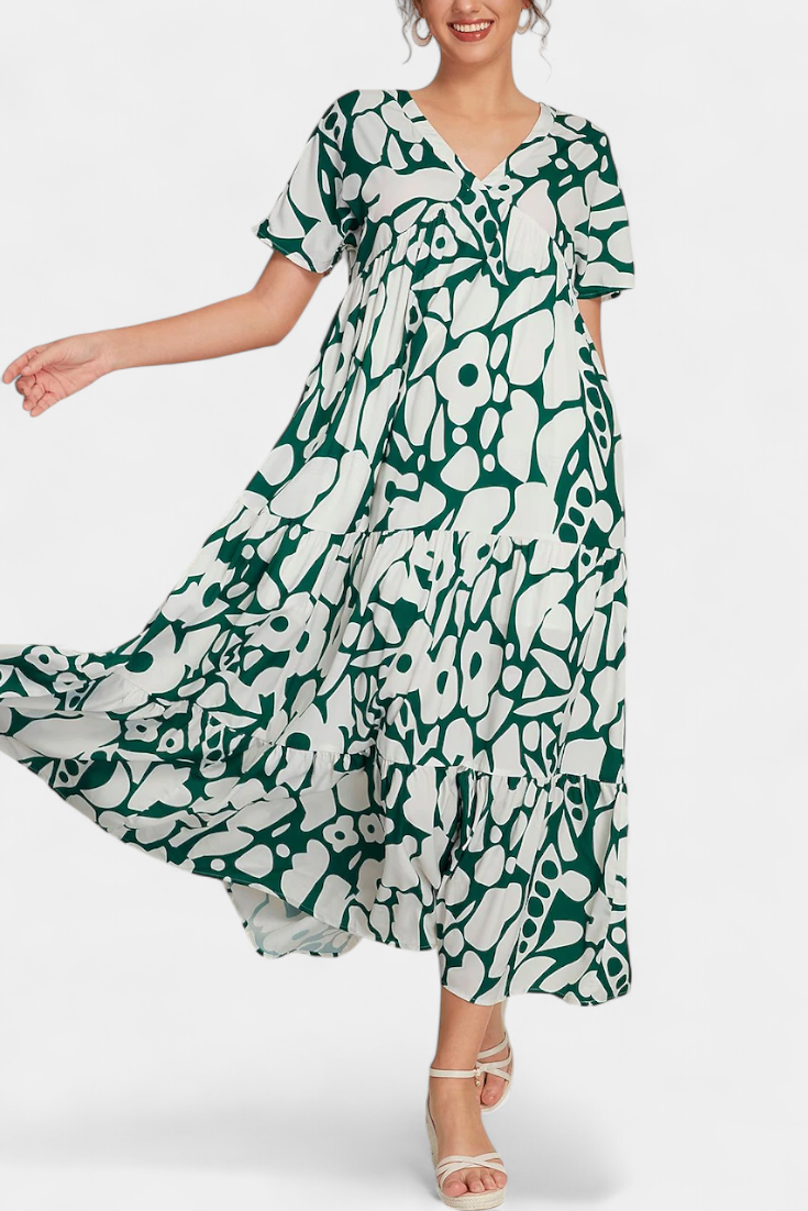 Vuela Con Nélida Vestido Fluido Estampado Con Escote En V