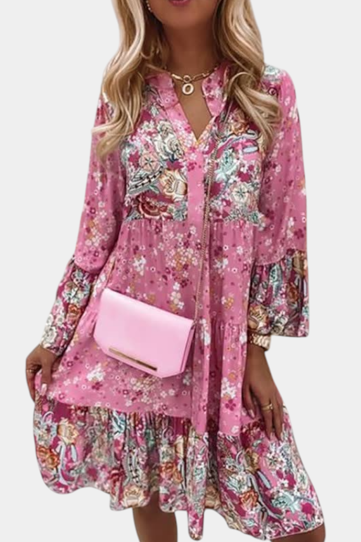 Vera Vestido Mini Boho Con Estampado Floral Patchwork