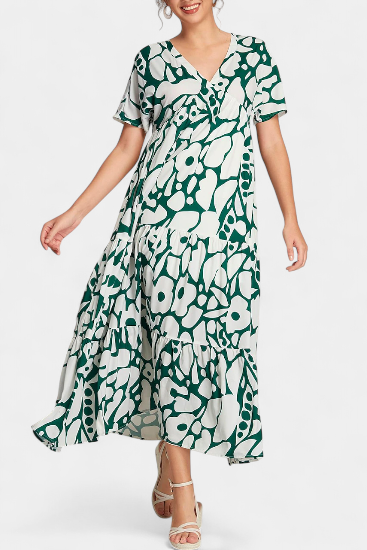 Vuela Con Nélida Vestido Fluido Estampado Con Escote En V