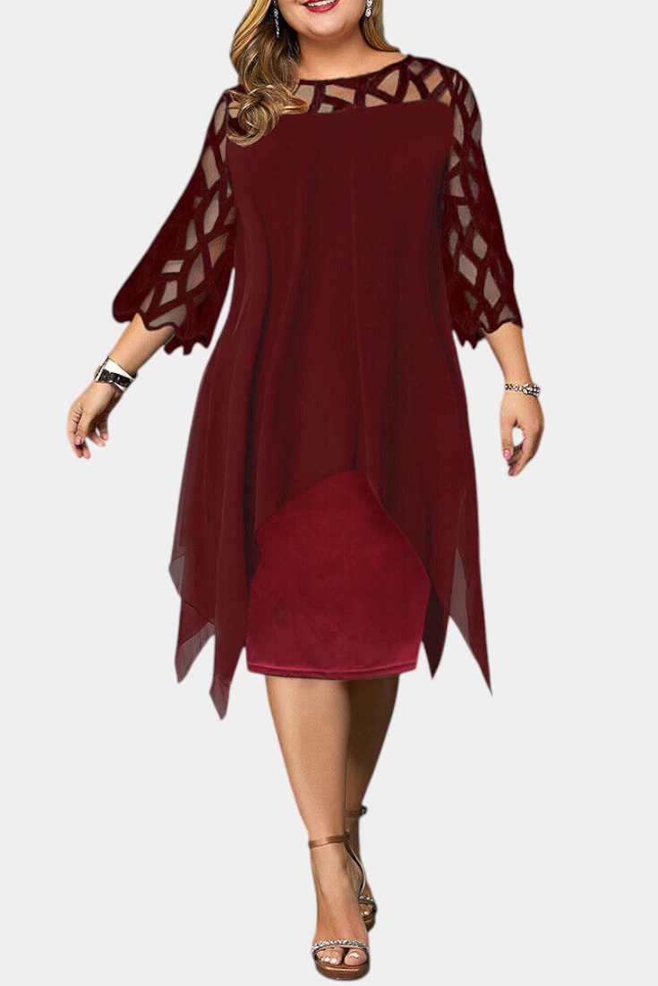 Vestido Midi Yana Exclusivo Talla Grande Con Encaje Chic